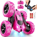 Qunreda 4WD RC Stunt Car for Kids, 2.4GHz, LED Lights, 360° Flips, Upgraded USB-C Batteries, 6-12 years old