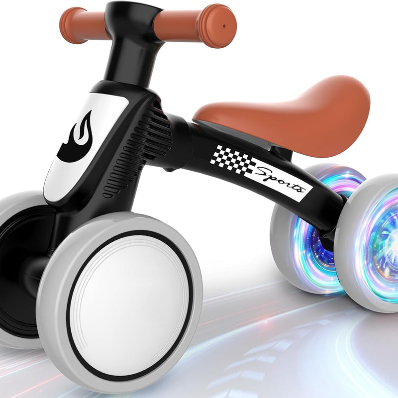 Colorful Lighting Baby Balance Bike, 10-36 Month Toddler Bike with No Pedal, Soft Seat and 4 Silent Wheels