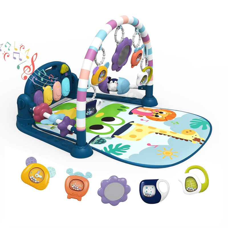 dearlomum Baby Play Mat Gym with Lights, Music & 5 Sensory Toys for Newborns 0-12 Months (Pink)