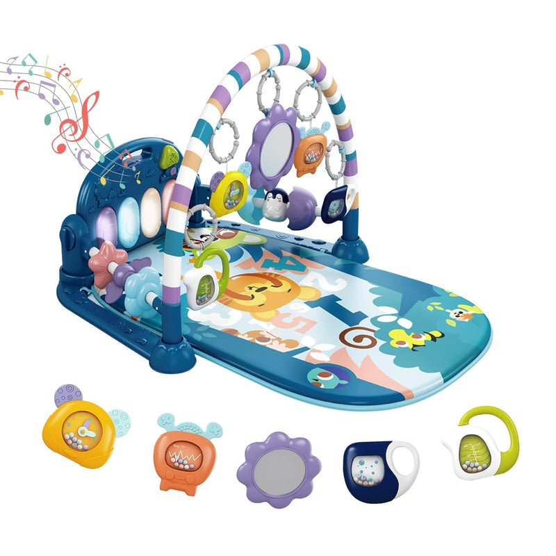dearlomum Baby Play Mat Gym with Lights, Music & 5 Sensory Toys for Newborns 0-12 Months (Pink)