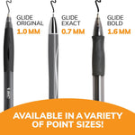 BIC Glide Bold Black Ballpoint Pens, Bold Point (1.6mm), 12-Count Pack, Retractable Ballpoint Pens With Comfortable Full Grip (VLGB11-BLK)