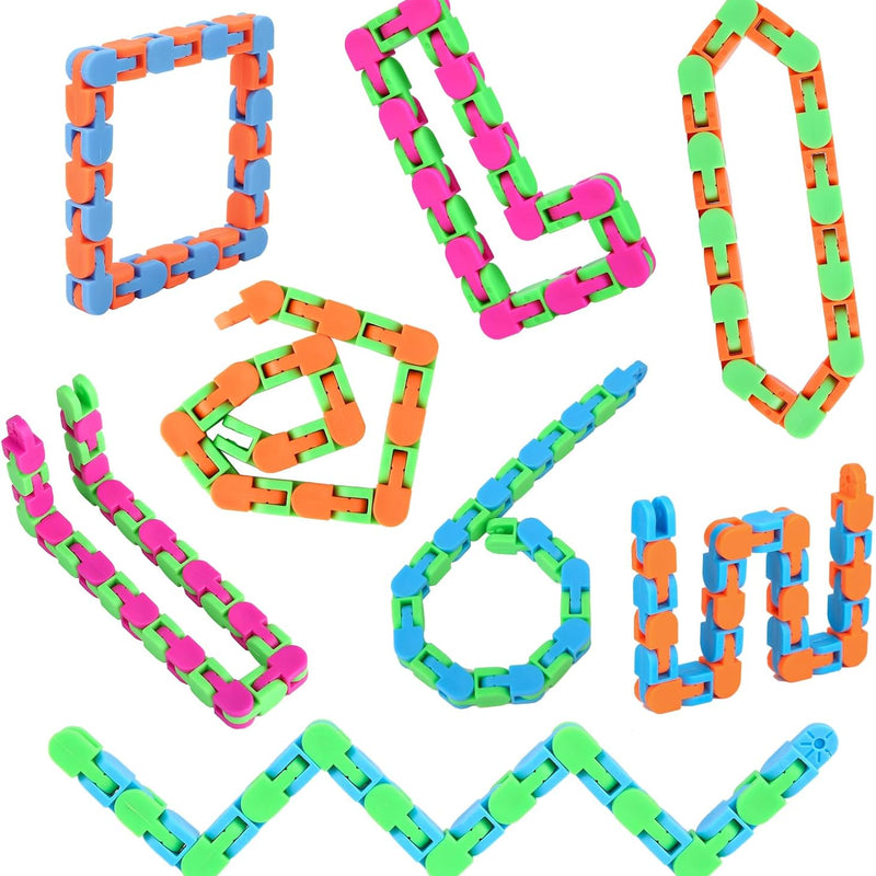 8pcs 24link plastic fidget toys for kids anxiety stress relief classroom gifts valentines day stocking stuffers