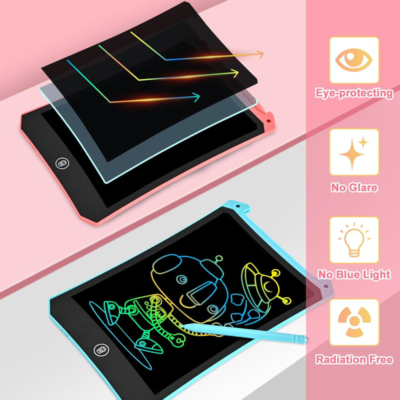 cimetech Toddler Girl Gifts, LCD Writing Tablet, Travel Essentials Toys | Kids Toys for 3 4 5 6 Year Old Boys, 8.5 Inch Drawing Pad Coloring Books 2 Pack, Travel Activities, Birthday Gifts Age 1-3