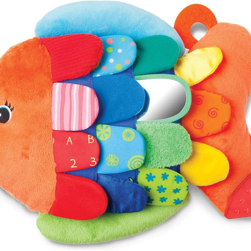 Melissa & Doug K's Kids Flip Fish Stuffed Animal and Baby Mirror for Tummy Time and Sensory Play, Soft and Safe for Infants 0-9 Months