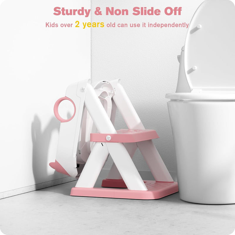 Potty Training Seat, Upgrade Toddler Toilet Seat for Kids Boys Girls, 2 in 1 Potty Training Toilet, Splash Guard Anti-Slip Pad Step Stool