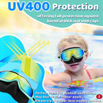 Vvinca Swim Goggles with Nose Cover, 2 Pack Wide View Diving Mask Anti-Fog UV No Leak Toddlers Swimming Goggles for Kids 3-15