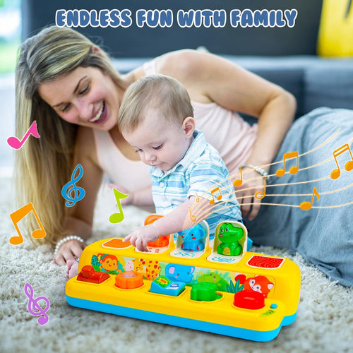 montessori pop up animal toys with music & light ages 1-2 years
