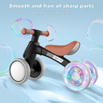 Colorful Lighting Baby Balance Bike, 10-36 Month Toddler Bike with No Pedal, Soft Seat and 4 Silent Wheels
