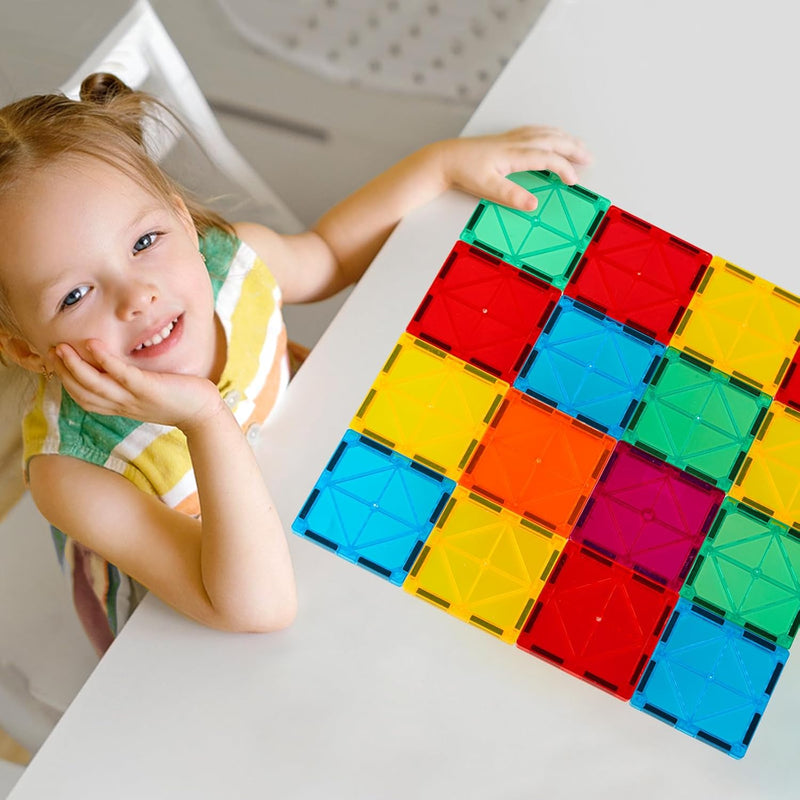 FNJO 100PCS Magnetic Tiles Building Blocks STEM Toy for Kids 3-10 Years Old