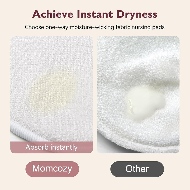 Momcozy Reusable Breast Pads, Breastfeeding Essentials, Thick 6PCS | Washable, Dry-wet Bag, Wash Bag, Portable for Travel, Super Absorbent, and Large Capacity