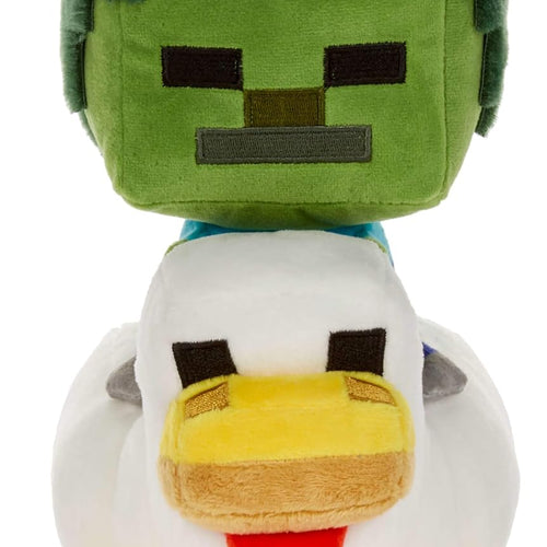 Mattel Minecraft Plush Zombie Chicken Jockey Toy, Collectible Stuffed Animal, 8-inch Soft Doll Inspired by Video Game Character​​