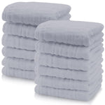 Cute Castle 12 Pack Muslin Burp Cloths for Baby - Ultra-Soft 100% Cotton Baby Washcloths - Large 20'' by 10'' Super Absorbent Milk Spit Up Rags - Burpy Cloths for Unisex, Boy, Girl - White