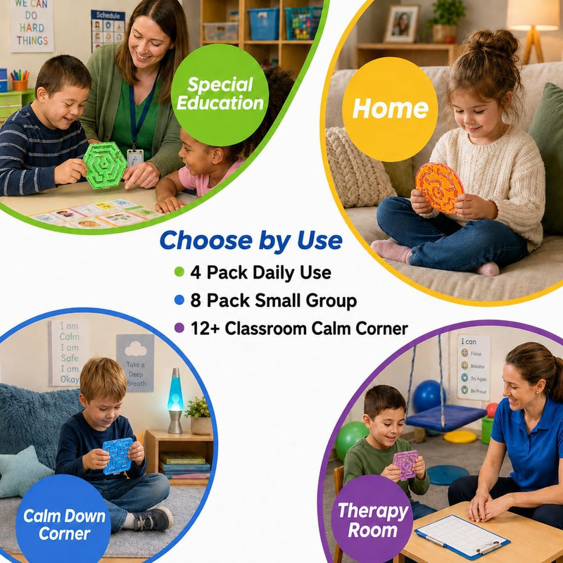 Squishy Toys Sensory Fidget Toys for Kids: 4 Pack Maze Sensory Toys for Autism - Fidget Toys with Filled Goo for Calming Down Classroom Travel