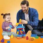 MEGA BLOKS First Builders Toddler Blocks Set - 80 Pieces, Big Bag, Ages 1+, Blue