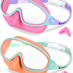 Keary 2 Pack Kids Swim Goggles with Nose Cover for 3-12 Anti-UV Anti-Fog Pool Water Swimming Goggles Boys Girls Youth Toddler