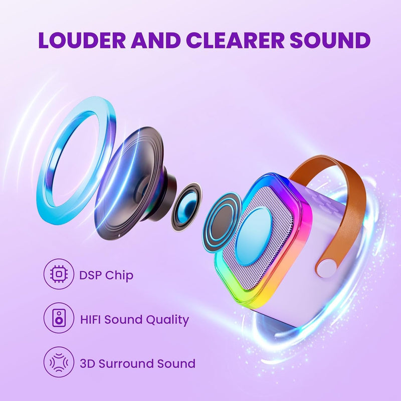 IROO Mini Karaoke Machine for Kids with Wireless Mics and Colorful Lights, Bluetooth 5.3, Ages 4+ Years Old