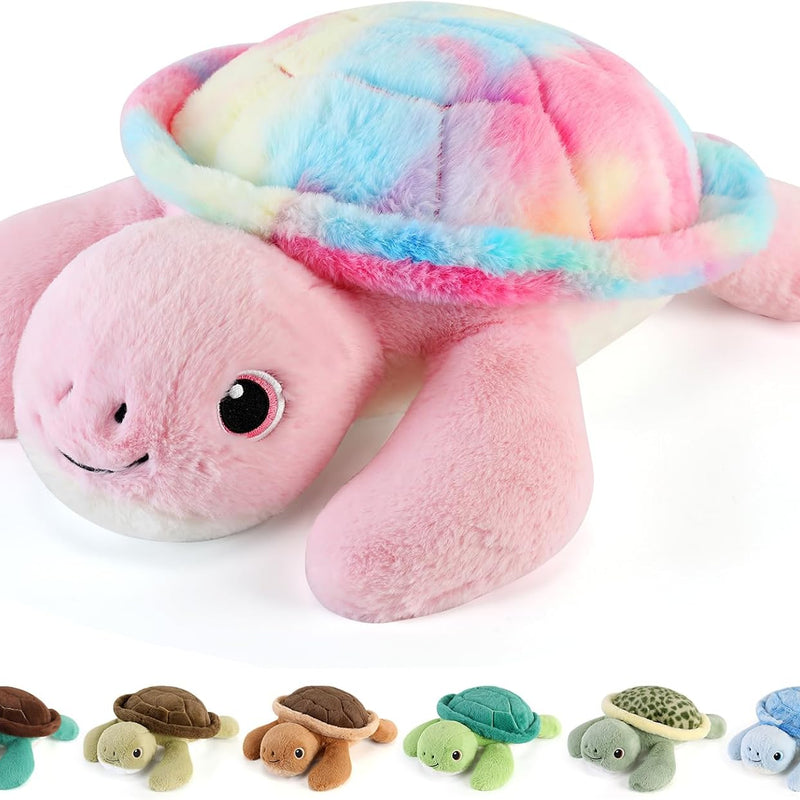 gnomantic Turtle Weighted Stuffed Animals - 22 Inch 4.5 Pounds Weighted Plushies Sea Turtle Stuffed Animal - Big Tortoise Plush Pillow - Cute Plush Toys Gifts for Kids & Adults (Green)