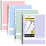 SUNEE Spiral Notebooks College Ruled, 1-Subject, 4 Pack, 8 x 10-1/2 in, 70 Sheets, 3-Hole Punched 70gsm Paper, Pastel Pink, Purple, Blue, Green for School, Home & Office, Writing Journal