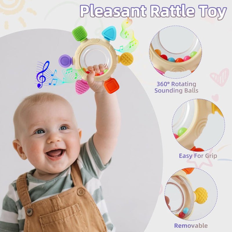 Silicone Baby Teether Rings for 0-6 and 6-12 Months Newborn Infant Relief Chew Soothing Sore Gums BPA Free