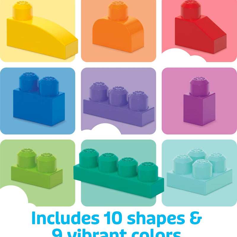 MEGA BLOKS First Builders Toddler Blocks Set - 80 Pieces, Big Bag, Ages 1+, Blue