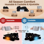 Mewaii Weighted Stuffed Animals 5 lbs Adjustable, Heated & Coolable 23 Inch Plush for Realistic Hug, Microwavable Removable Inner Pad, Cat Gifts for Adults & Kids (Black)