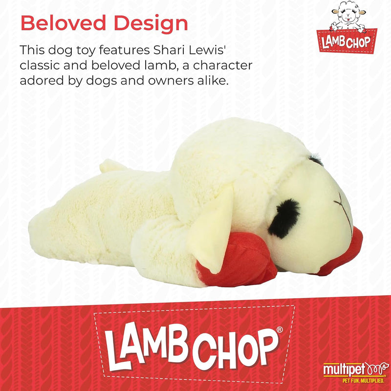 Multipet Lamb Chop Dog Plush Toy - Squeaky Toy for All Dogs - Extra Soft Plush - Stuffed Animal for Cuddling & Playing - Jumbo (24", Cream)