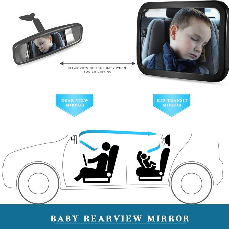 Baby Car Mirror, DARVIQS Car Seat Mirror, Safely Monitor Infant Child in Rear Facing Cars Seat, Wide View Shatterproof Adjustable Acrylic 360°for Backseat, Crash Tested and Certified for Safety