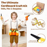 Cardboard Construction Kit - 401 PCS Kids Building Set with Safe Serrated Cutter, Crease Roller, Screws & Nuts, STEM Upcycled Tool for DIY Cardboard Projects, Engineering & Creativity
