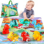 Dinosaur Car Toys for 1 Year Old Boy Gifts with Playmat/Storage Bag | 9 PCS Vehicles for Baby Boy Gifts,1 Year Old Toys for Toddler Boy Toys 1-2,1st Birthday Gift for Infant 12 18 Months