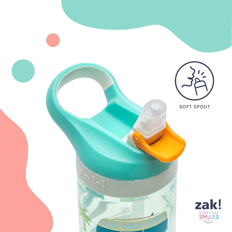 Zak Designs Minecraft Kids Water Bottle with Straw and Built in Carrying Loop Set, Made of Plastic, Leak-Proof Water Bottle Designs (Creeper/Pig, 16 oz, 2pc Set)