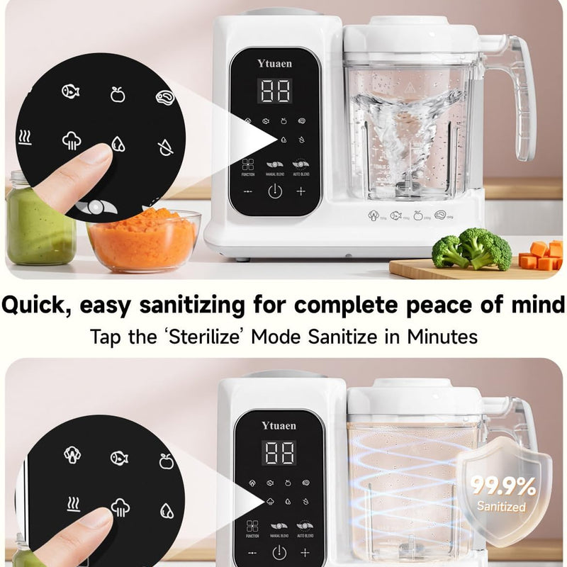 Baby Food Maker with Large Steam Basket Onestep Baby Food Processor Steamer with Steam & Grinding, Auto Cooking Self-Cleaning & Sterili-zing, BPA-Free for Healthy Homemade Baby Food