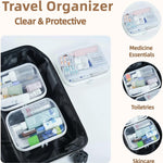 3-Pack Medium Clear Hard Shell Zipper Pouches, Clear Zipper Bags, Hard Case Pouches for Purse & Diaper Bag Organizer, and Travel Essentials (3M)