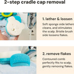 oogiebear Cradle Cap Brush Kit for Babies, 3 Piece Gentle Scalp Care Set | Sponge, Brush & Comb Set for Newborns, Infants & Babies, Soft Cradle Cap Remover, Baby Registry Essential