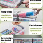 6 Pack Extra Large Pencil Box with Removable Divider, Thickened Pencil Case Bulk, Clear Crayon Marker Organizer Stackable Plastic Small Storage Containers for Pen Craft School Supplies(Grey)