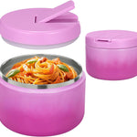 Pawtong 12oz Insulated Vacuum Food Jar with Buckle Lid Wide Mouth Soup Thermo for Hot Food Kids Leakproof Stainless Steel Lunch Container (Blue-Dinosaur)