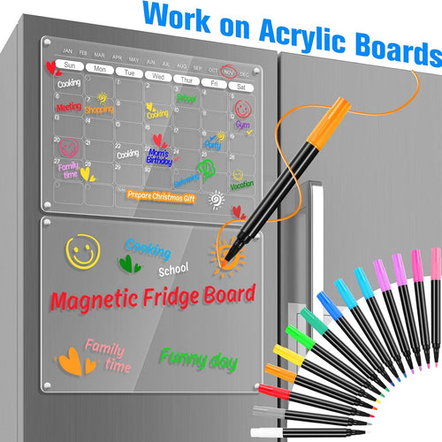 Liquid Chalk Markers for LED Drawing Note Board Acrylic Calendar Planning Board Clear Glass Dry Erase Whiteboard Window Mirror Christmas Holidays Painting, 14 Pack, 12 Vibrant Colors, 1mm Fine Points