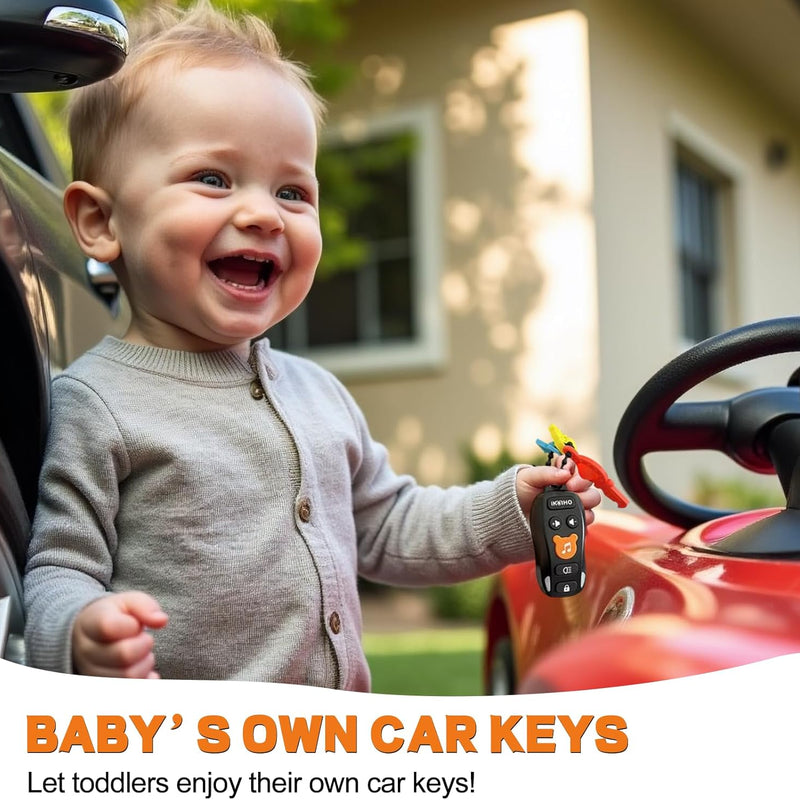 Baby Toy Car Keys - Baby Keys Toy Pretend Play with Sounds & Lights for 6M+ | Pretend Play Keys Interactive Musical Sensory Learning Toys, Gifts for 1 Year Old Boys Girls Infant Toddler Kid Age 6+ Months