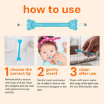 oogiebear Baby Nose & Ear Picker, Safe Booger Remover Tool, 1 Piece, Blue | Safe Dual-Ended Nose Cleaner & Ear Wax Remover for Newborns, Infants & Toddlers, BPA-Free, Patented, Baby Registy Essential