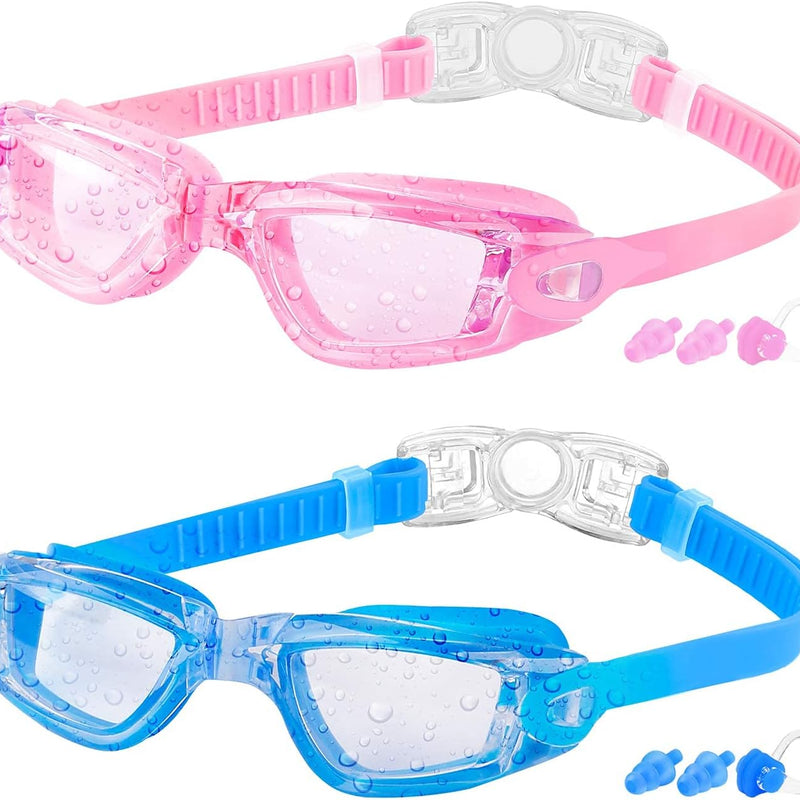 COOLOO Kids Swim Goggles, 2 Packs Swimming Goggles for Kids Girls Boys and Child Age 4-16