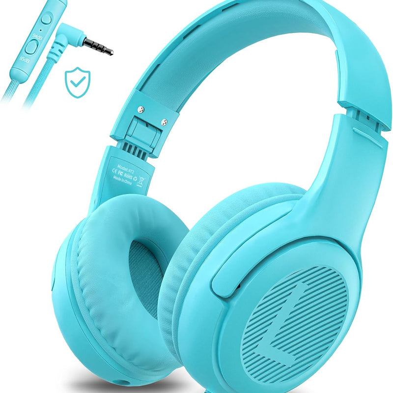 awatrue kids headphones wired toddler headphones with microphone over-ear design 85/94db volume-limiting