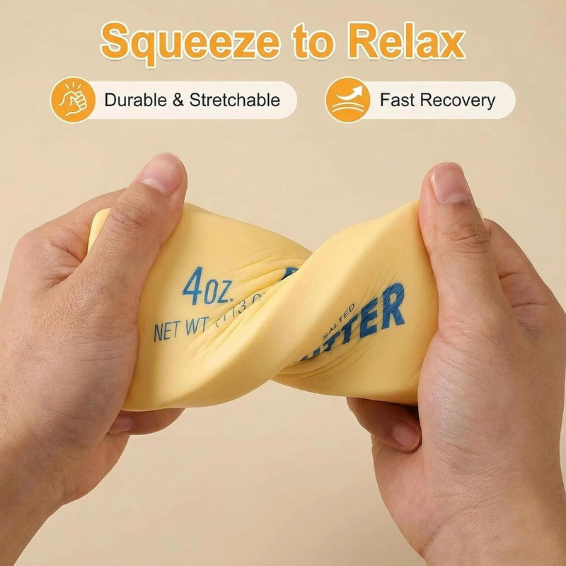 Slow Rebound Cute Butter Squeeze Stress Balls, 2026 New Squeeze Ball Realistic Butter Stick Soft Squeeze Toys, Upgrade Stress Relief Fidget Toys Wet Slow Rebound Stress Relief Toy (1, Yellow) (1Pcs)