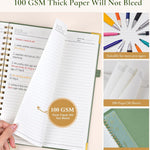 Hardcover Spiral Notebook Journal 8.5” x 11”, A4 Large Leather Notebooks for Women Men, Lined College Ruled Notebook, 50 Sheets/100 Pages, Spiral Bound Journals for Work School Note Taking, Green