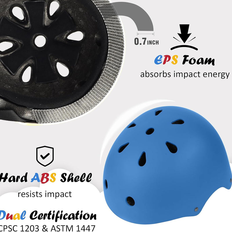 Kids Bike Helmet, Adjustable and Multi-Sport, from Toddler to Youth, 3 Sizes