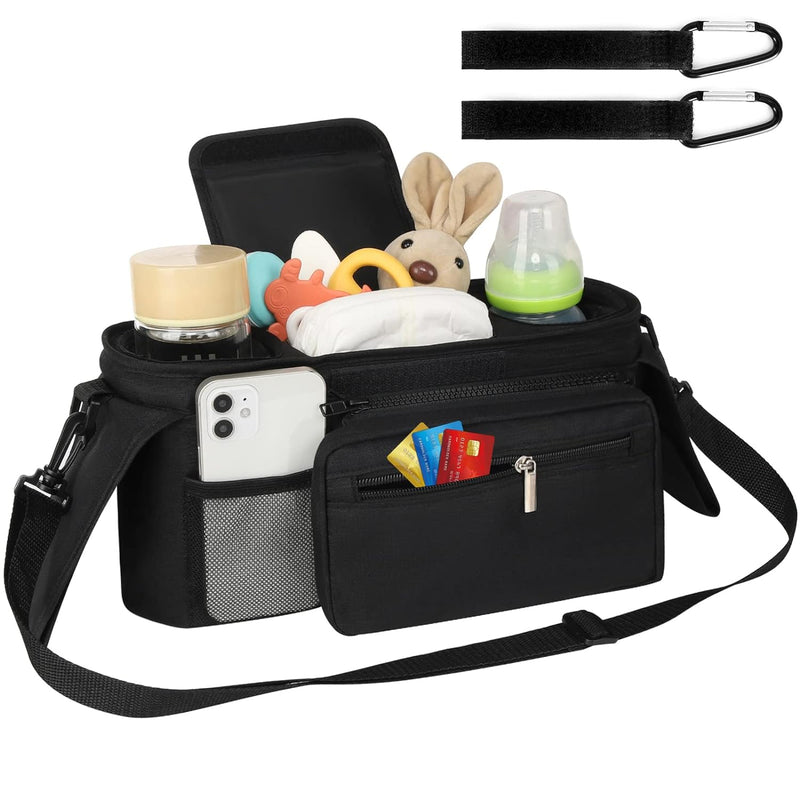 Accmor Universal Stroller Organizer with Insulated Cup Holder Detachable Phone Bag and Shoulder Strap,Stroller Bag Caddy Organizer Fits for Uppababy, Baby Jogger, Britax Strollers