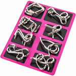 24-Piece Metal Wire Puzzle Set with Pouch, Brain Teaser IQ Test for Kids and Adults