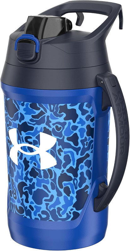 Under Armour Insulated Water Bottle with Handle & Fence Hook, Half Gallon Sports Water Jug, Leak-Resistant & BPA-Free for Baseball, Football & Gym - Black/Black, 64oz