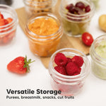 KeaBabies 12pk 4oz Glass Baby Food Containers with Lids, Leak-Proof (Slate) | Microwavable Small Glass Jars, Baby Purees, Toddler Snack Storage Containers, BPA-Free, Dishwasher-safe, Freezer Safe