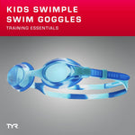 TYR Kids' Swimple Goggles - Colorful Swim Goggles for Beginners | Comfy Youth Unibody Fit | Advanced Anti-Fog UV Eye Protection | Safe No-Leak Silicone Gaskets | Quick-Adjust Release Button