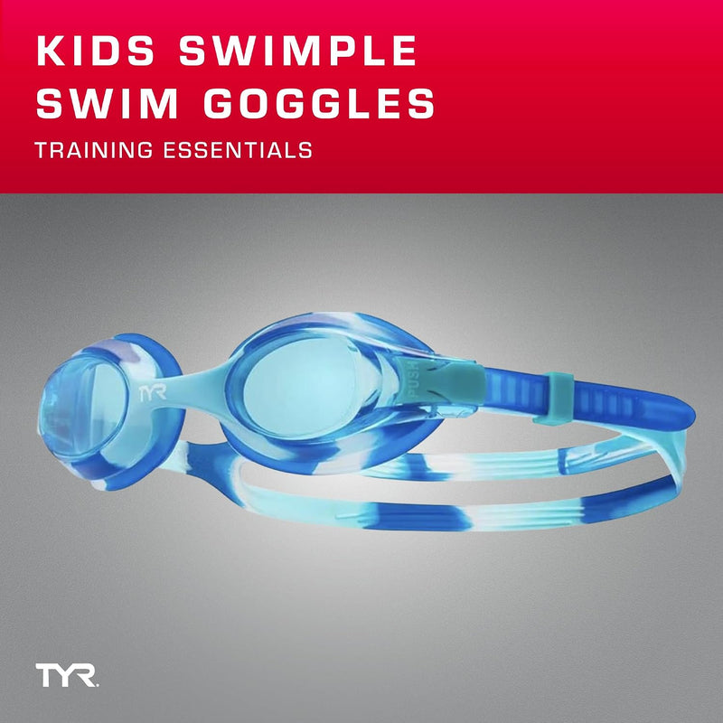 TYR Kids' Swimple Goggles - Colorful Swim Goggles for Beginners | Comfy Youth Unibody Fit | Advanced Anti-Fog UV Eye Protection | Safe No-Leak Silicone Gaskets | Quick-Adjust Release Button