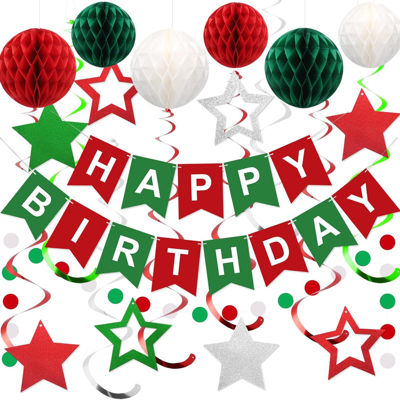Vibrant Birthday Decorations: Happy Birthday Banner, Honeycomb Balls, Hanging Swirls, Garland for Men, Women, Boys, Girls
